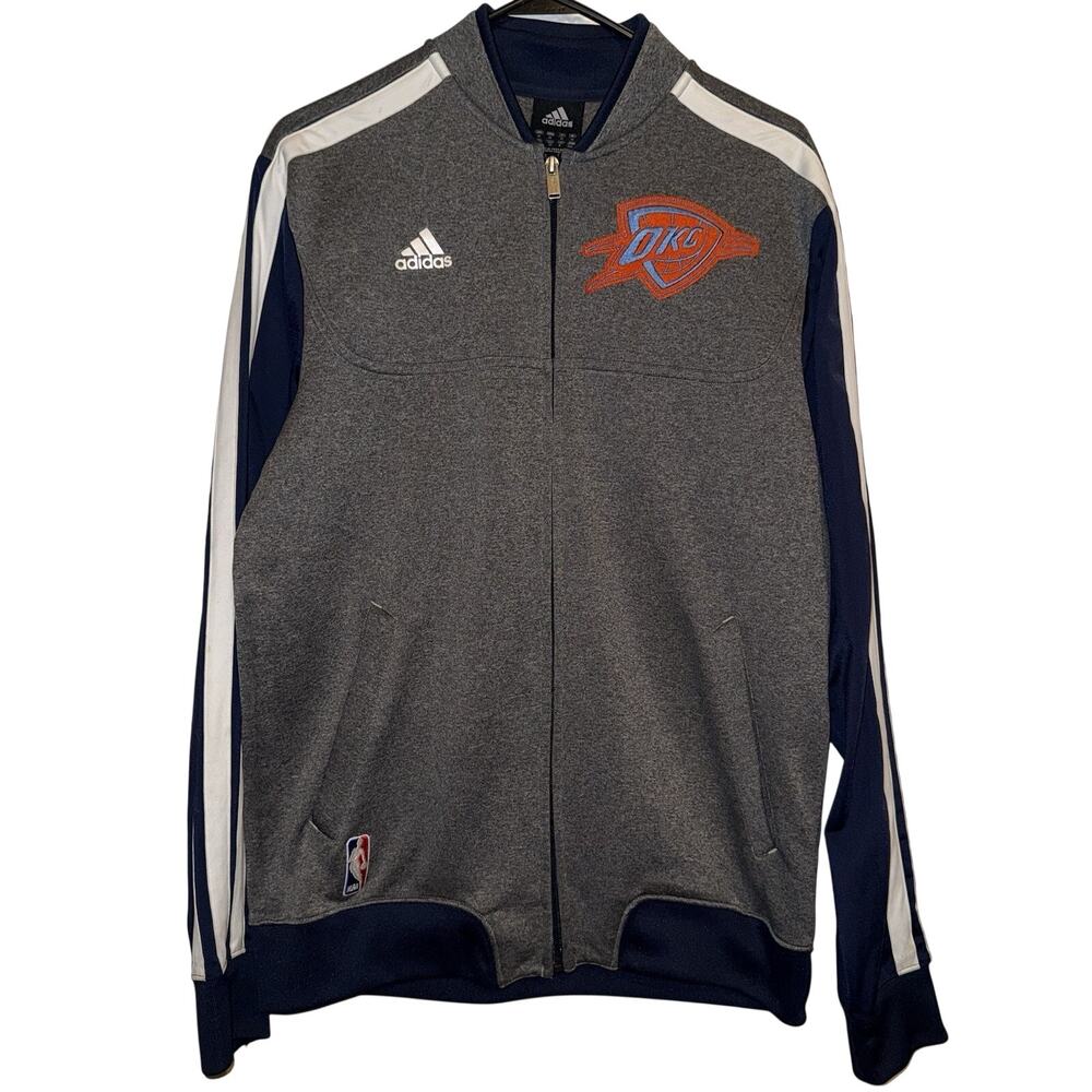 Oklahoma City Thunder Adidas Full Zip Warmup Jacket NBA OKC Basketball Medium